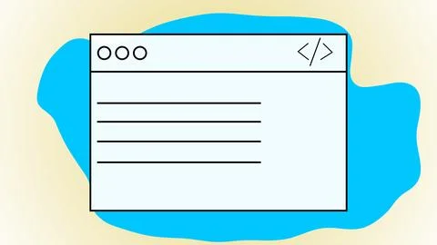 Web development coding interface on a window. 스톡 일러스트