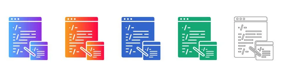 Web Development Coding Process Icons イラスト素材