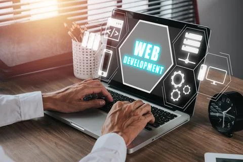 Web development coding programming internet technology business concept, Yo.. Stock Photos