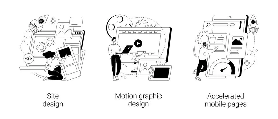 Web development company abstract concept vector illustrations. Stock Illustration