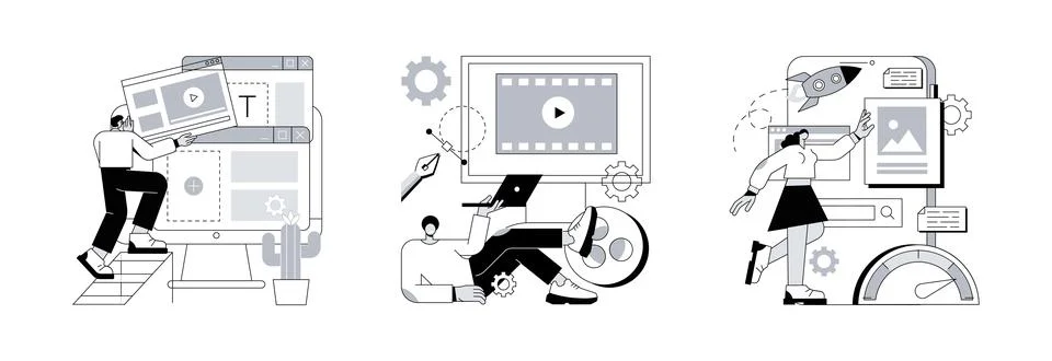 Web development company abstract concept vector illustrations. Stock Illustration