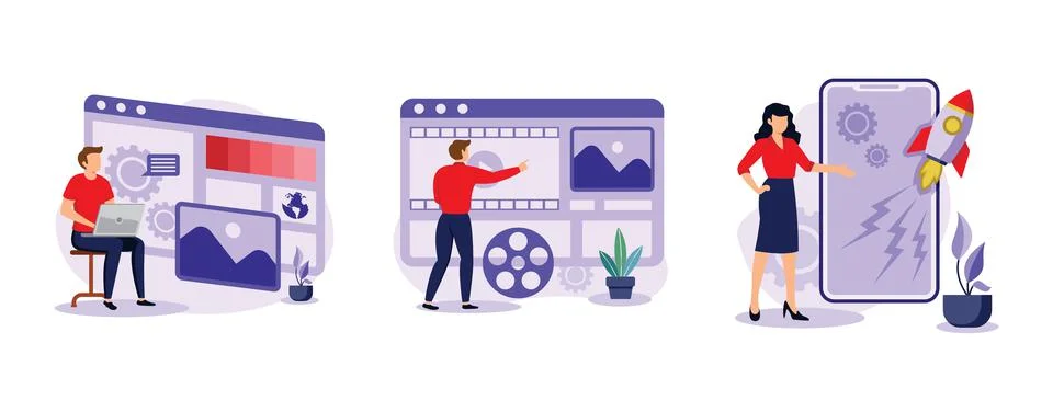 Web development company. Website and motion graphic design, accelerated mobil Stock Illustration
