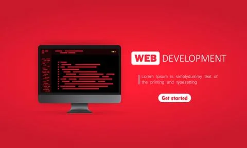 Web development on computer illustration. Flat design concepts for analysis,  Illustrazione stock
