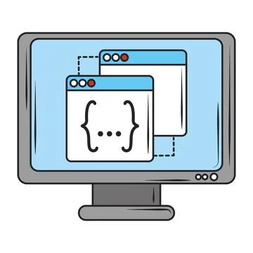 Web development, computer prgramming and coding, creation digital software Illustrazione stock