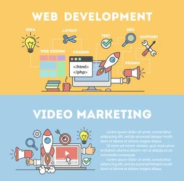 Web development concept and video marketing Illustrazione stock