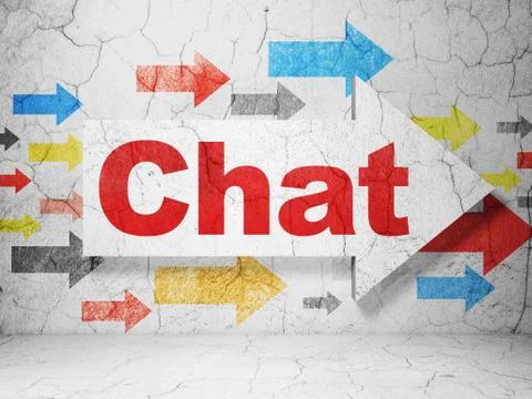 Web development concept: arrow with Chat on grunge wall background Stockillustratie