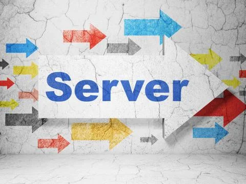 Web development concept: arrow with Server on grunge wall background Stockillustratie
