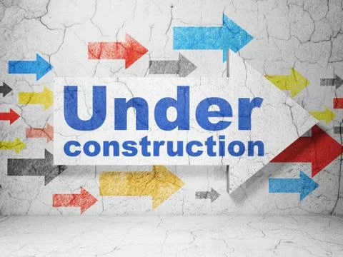Web development concept: arrow with Under Construction on grunge wall background イラスト素材