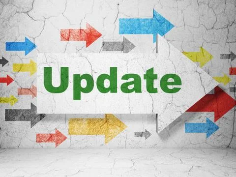 Web development concept: arrow with Update on grunge wall background 库存插图