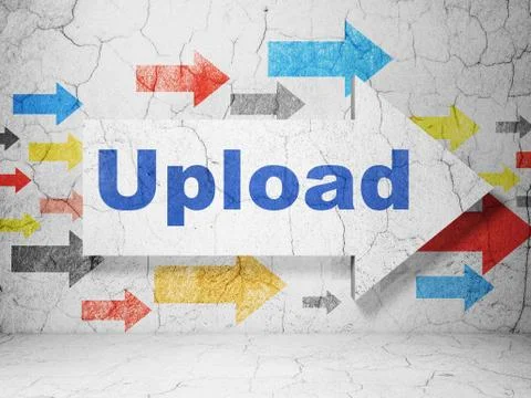 Web development concept: arrow with Upload on grunge wall background Stock Illustration
