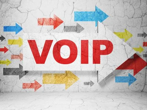 Web development concept: arrow with VOIP on grunge wall background イラスト素材