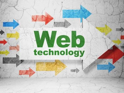 Web development concept: arrow with Web Technology on grunge wall background Illustrazione stock
