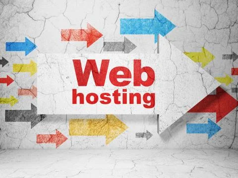Web development concept: arrow with Web Hosting on grunge wall background Illustrazione stock