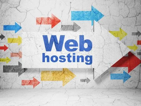 Web development concept: arrow with Web Hosting on grunge wall background Illustrazione stock