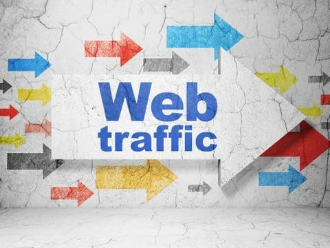 Web development concept: arrow with Web Traffic on grunge wall background Illustrazione stock
