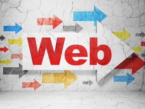 Web development concept: arrow with Web on grunge wall background 库存插图