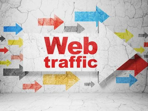 Web development concept: arrow with Web Traffic on grunge wall background イラスト素材