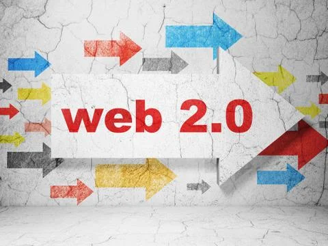 Web development concept: arrow with Web 2.0 on grunge wall background Stock Illustration