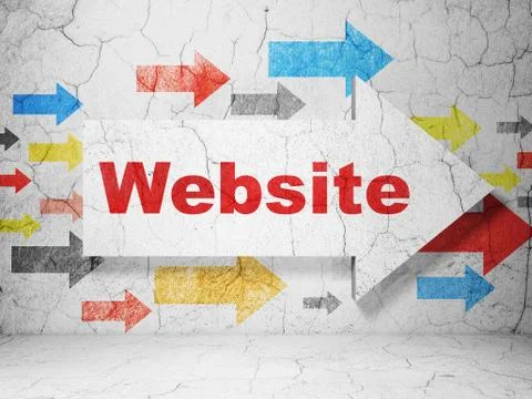 Web development concept: arrow with Website on grunge wall background イラスト素材