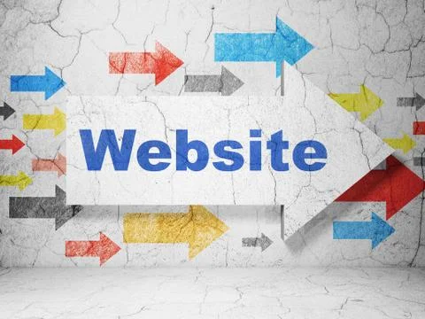 Web development concept: arrow with Website on grunge wall Stock Illustration