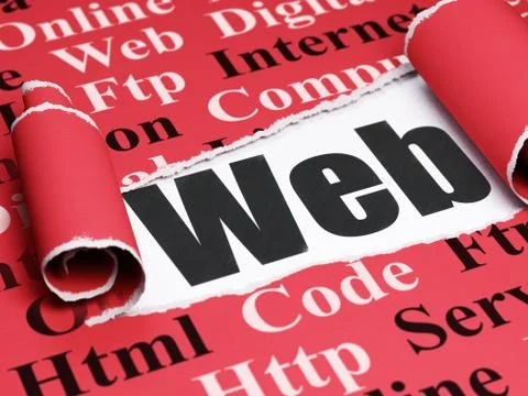 Web development concept: black text Web under the piece of  torn paper 스톡 일러스트