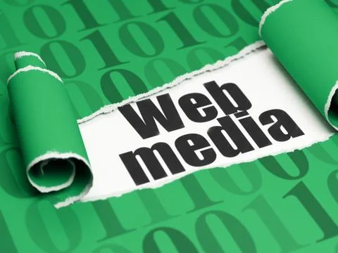 Web development concept: black text Web Media under the piece of  torn paper イラスト素材