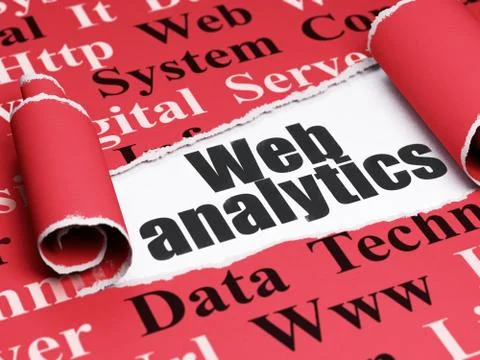 Web development concept: black text Web Analytics under the piece of  torn paper イラスト素材