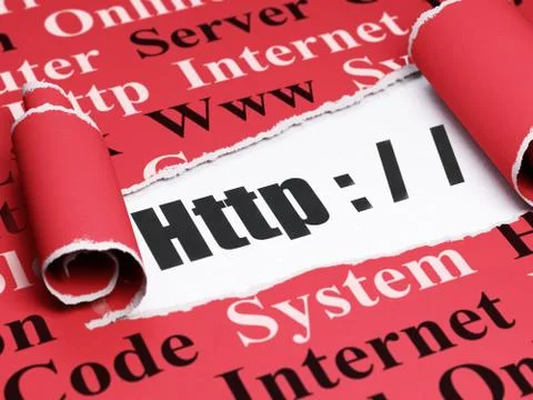 Web development concept: black text Http : / / under the piece of  torn paper 스톡 일러스트