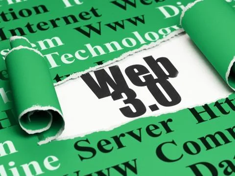 Web development concept: black text Web 3.0 under the piece of  torn paper Illustrazione stock