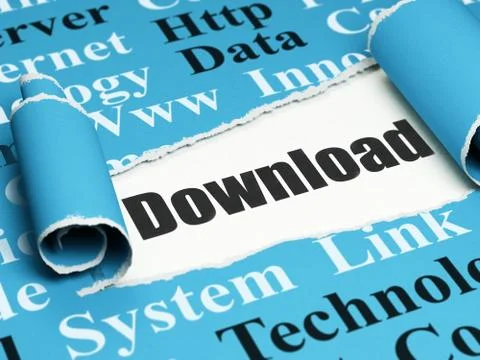 Web development concept: black text Download under the piece of  torn paper Illustrazione stock