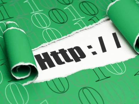 Web development concept: black text Http : / / under the piece of  torn paper 스톡 일러스트