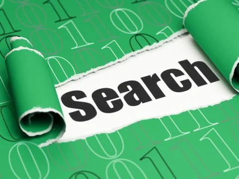 Web development concept: black text Search under the piece of  torn paper 스톡 일러스트