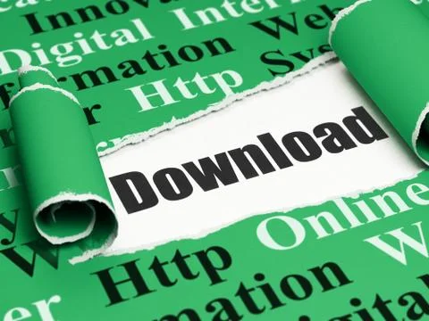 Web development concept: black text Download under the piece of  torn paper イラスト素材