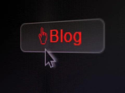 Web development concept: Blog and Mouse Cursor on digital button background Stock Illustration