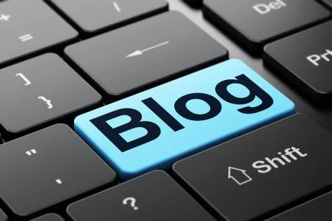 Web development concept: Blog on computer keyboard background Illustrazione stock