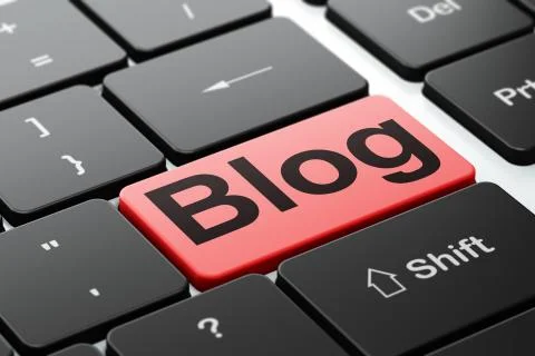 Web development concept: Blog on computer keyboard background Illustrazione stock