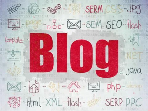 Web development concept: Blog on Digital Paper background 库存插图