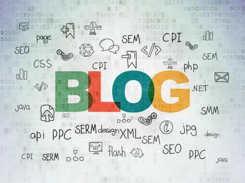 Web development concept: Blog on Digital Data Paper background Stock Illustration