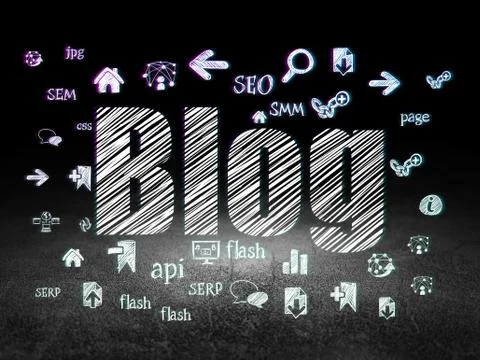 Web development concept: Blog in grunge dark room イラスト素材