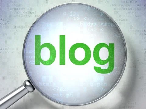 Web development concept: Blog with optical glass Stock Illustration