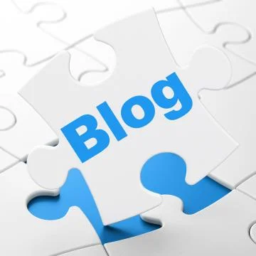 Web development concept: Blog on puzzle background 스톡 일러스트