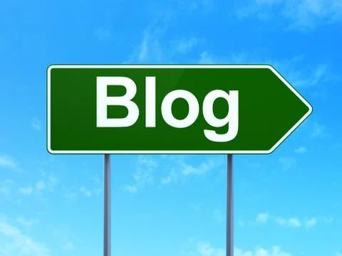 Web development concept: Blog on road sign background Illustrazione stock