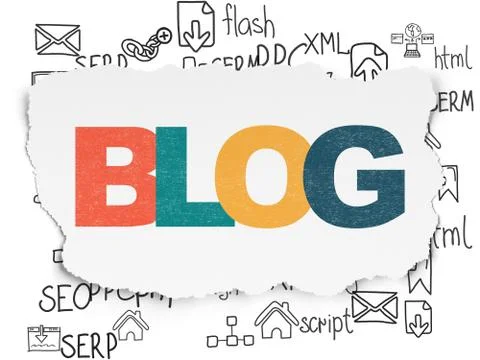 Web development concept: Blog on Torn Paper background Stock Illustration