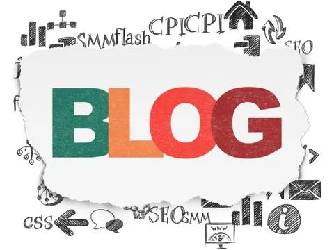 Web development concept: Blog on Torn Paper background Stock Illustration