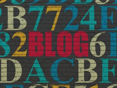 Web development concept: Blog on wall background 库存插图