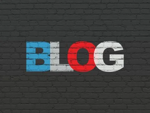 Web development concept: Blog on wall background Illustrazione stock