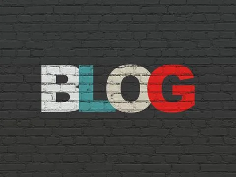 Web development concept: Blog on wall background Stock-Illustration