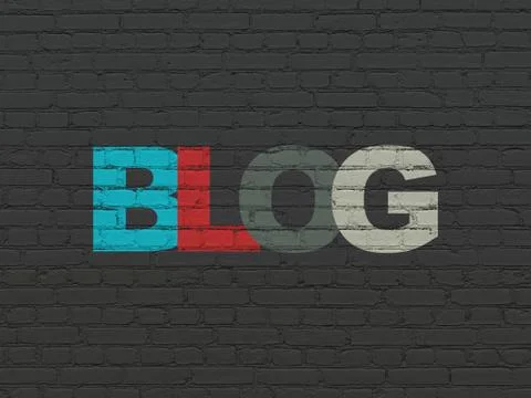 Web development concept: Blog on wall background Stock Illustration
