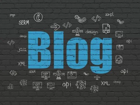 Web development concept: Blog on wall background Stock Illustration