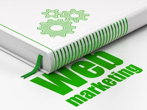 Web development concept: book Gears, Web Marketing on white background Stock Illustration